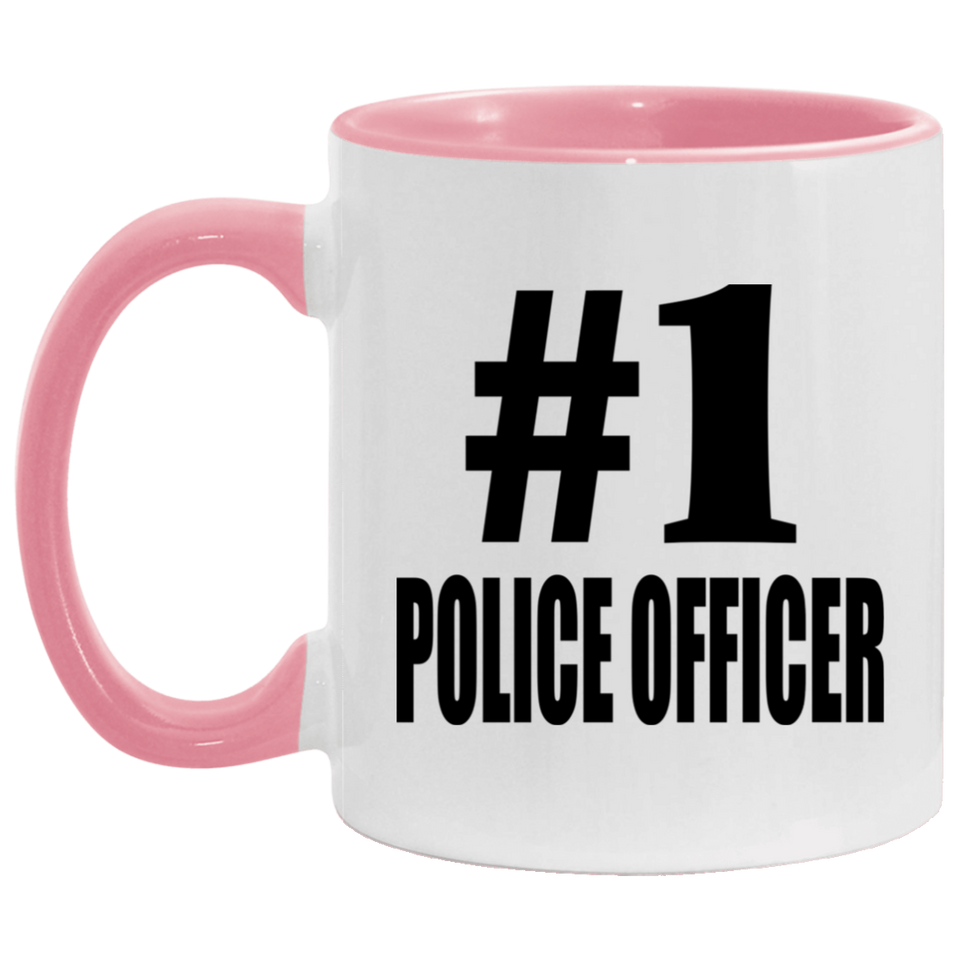 Number One #1 Police Officer - 11oz Accent Mug Pink