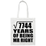 88th Anniversary Square Root of 7744 Years of Being Mr Right - Tote Bag White