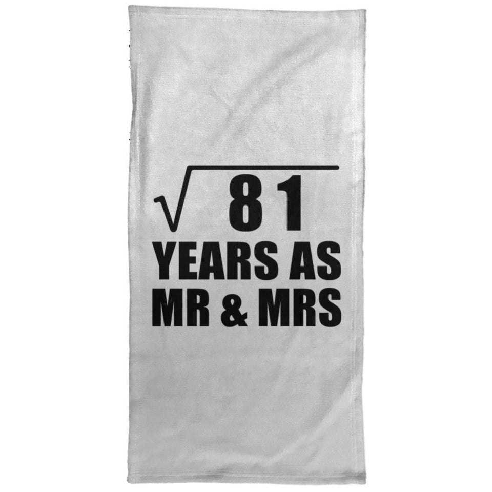 9th Anniversary Square Root of 81 Years As Mr & Mrs - Hand Towel