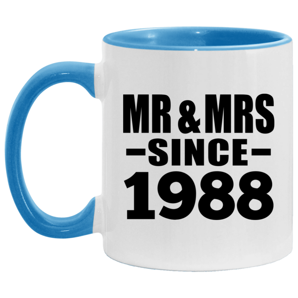 36th Anniversary Mr & Mrs Since 1988 - 11oz Accent Mug Blue