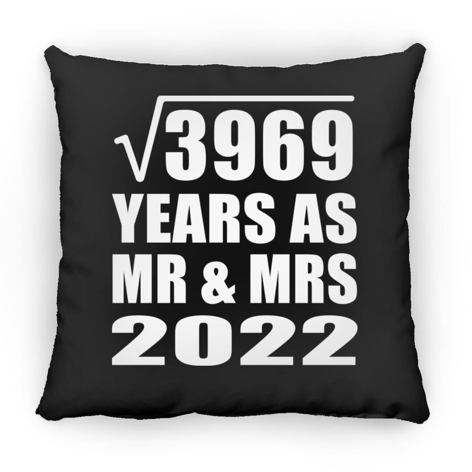 63rd Anniversary Square Root of 3969 Years As Mr & Mrs 2022 - Throw Pillow Black