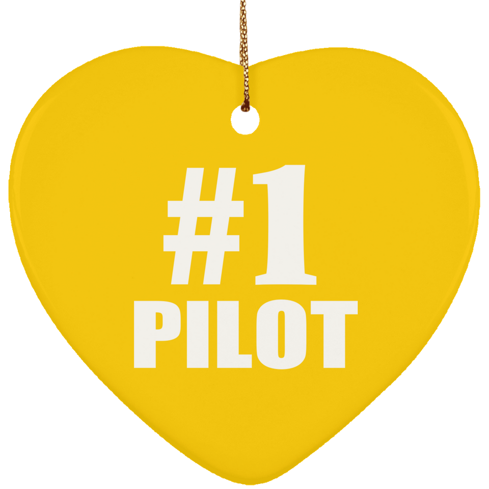 Number One #1 Pilot - Heart Ornament