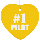 Number One #1 Pilot - Heart Ornament