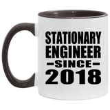 Stationary Engineer Since 2018 - 11oz Accent Mug Black