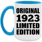 101st Birthday Original 1923 Limited Edition - 15oz Accent Mug Blue