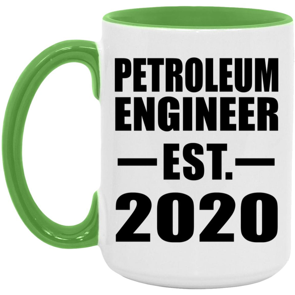 Petroleum Engineer Established EST. 2020 - 15oz Accent Mug Green