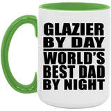 Glazier By Day World's Best Dad By Night - 15oz Accent Mug Green
