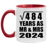 22nd Anniversary Square Root of 484 Years As Mr & Mrs 2024 - 11oz Accent Mug Red