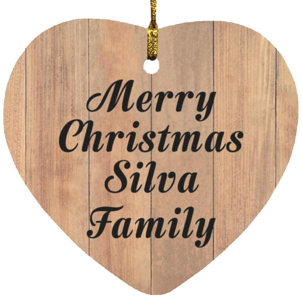 Merry Christmas Silva Family - Heart Ornament C