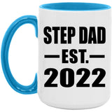 Step Dad Established EST. 2022 - 15oz Accent Mug Blue