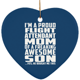 Proud Flight Attendant Mom Of Awesome Son - Heart Ornament