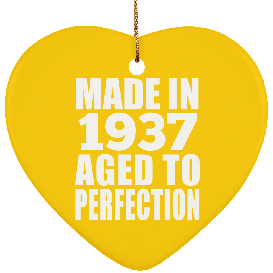 87th Birthday Made In 1937 Aged to Perfection - Heart Ornament