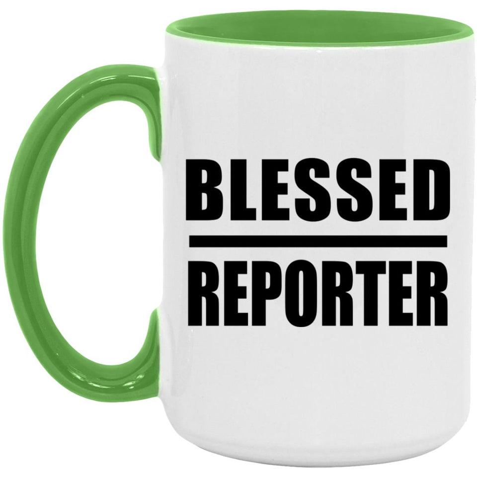 Blessed Reporter - 15oz Accent Mug Green