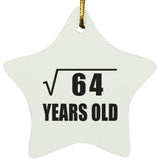 8th Birthday Square Root of 64 Years Old - Star Ornament