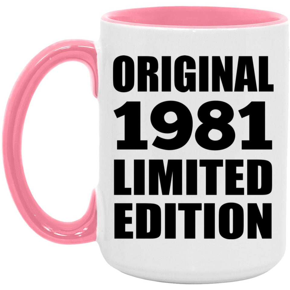 43rd Birthday Original 1981 Limited Edition - 15oz Accent Mug Pink