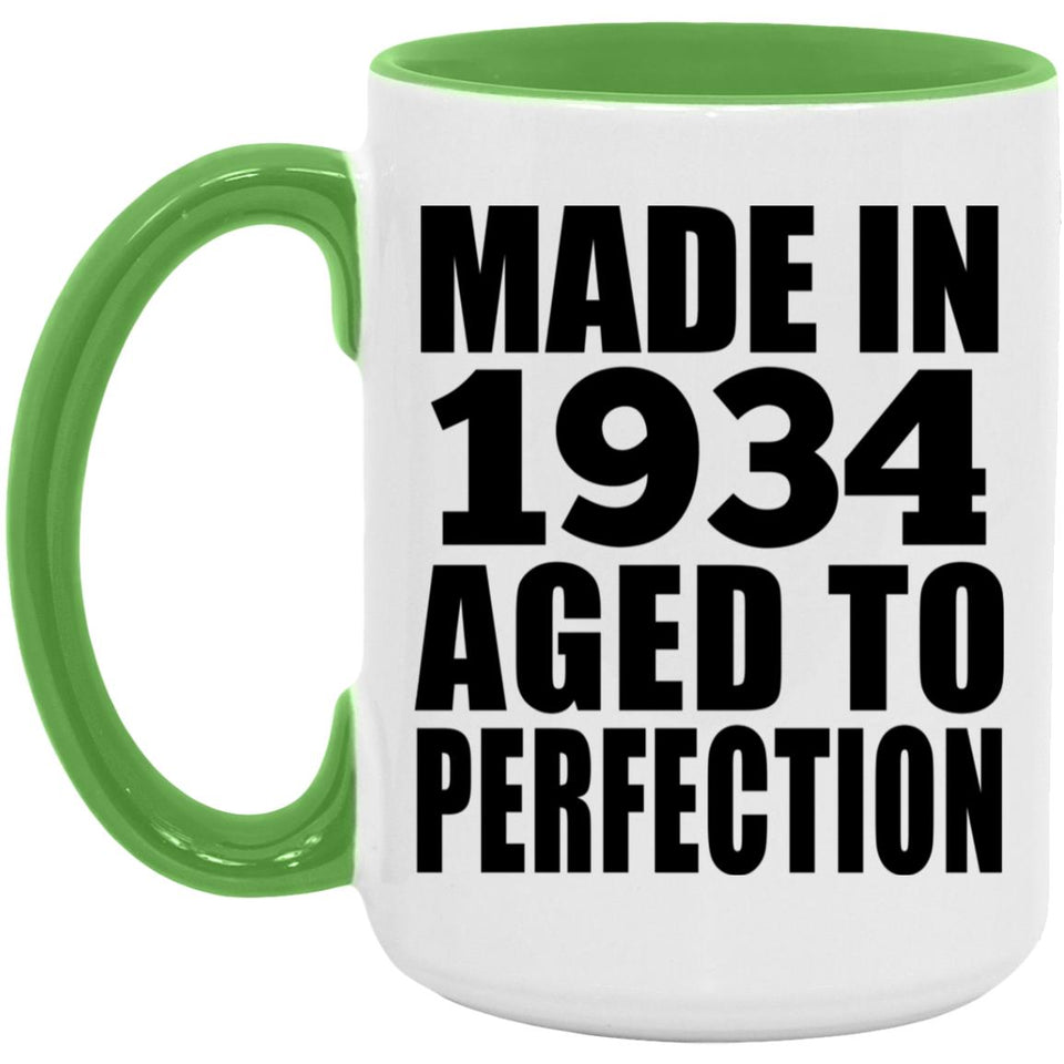 90th Birthday Made In 1934 Aged to Perfection - 15oz Accent Mug Green