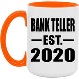 Bank Teller Established EST. 2020 - 15oz Accent Mug Orange