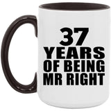 37th Anniversary 37 Years Of Being Mr Right - 15oz Accent Mug Black