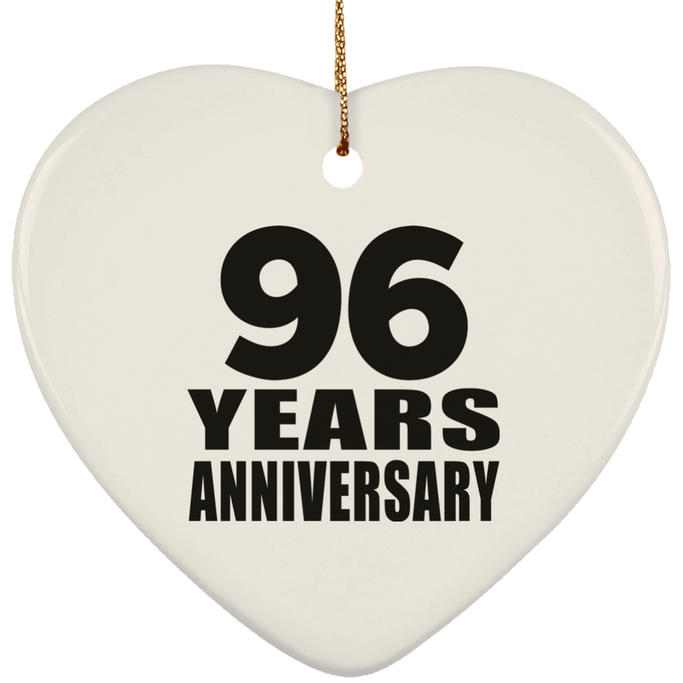96th Anniversary 96 Years - Heart Ornament
