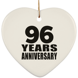 96th Anniversary 96 Years - Heart Ornament