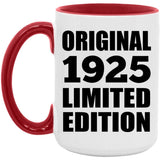 99th Birthday Original 1925 Limited Edition - 15oz Accent Mug Red