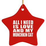 All I Need Is Love And My Munchkin Cat - Star Ornament