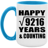 Happy 96th Anniversary Square Root of 9216 Years & Counting - 15oz Accent Mug Blue