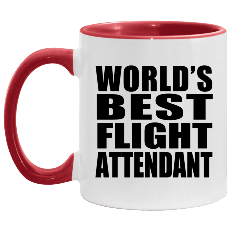 World's Best Flight Attendant - 11oz Accent Mug Red