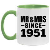 73rd Anniversary Mr & Mrs Since 1951 - 11oz Accent Mug Green