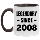 16th Birthday Legendary Since 2008 - 11oz Accent Mug Black