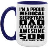 Proud Medical Secretary Dad Of Awesome Son - 15oz Accent Mug Purple