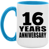16th Anniversary 16 Years - 15oz Accent Mug Blue
