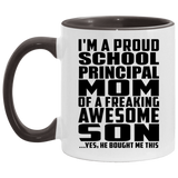 Proud School Principal Mom Of Awesome Son - 11oz Accent Mug Black