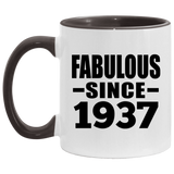 87th Birthday Fabulous Since 1937 - 11oz Accent Mug Black