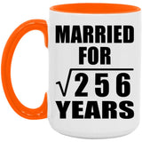 16th Anniversary Married For Square Root of 256 Years - 15oz Accent Mug Orange