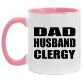 Dad Husband Clergy - 11oz Accent Mug Pink