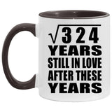 18th Anniversary Square Root of 324 Years Still In Love - 11oz Accent Mug Black