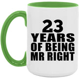 23rd Anniversary 23 Years Of Being Mr Right - 15oz Accent Mug Green