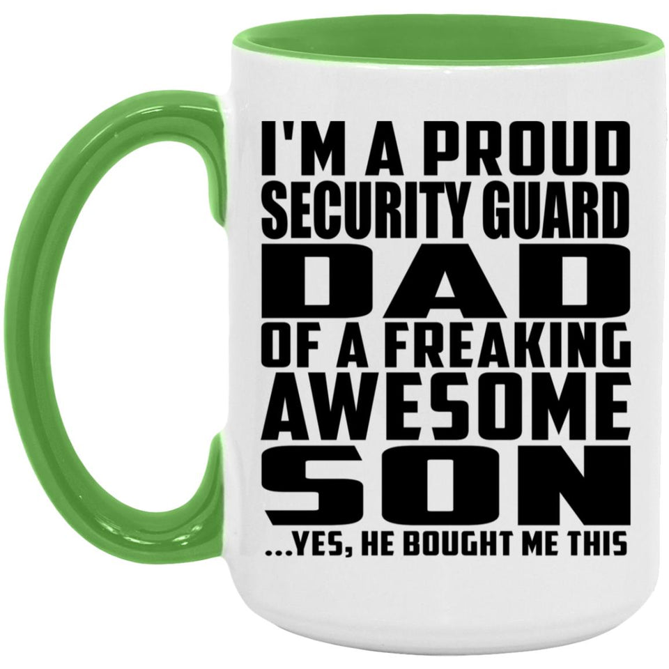 Proud Security Guard Dad Of Awesome Son - 15oz Accent Mug Green