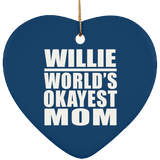 Willie World's Okayest Mom - Heart Ornament