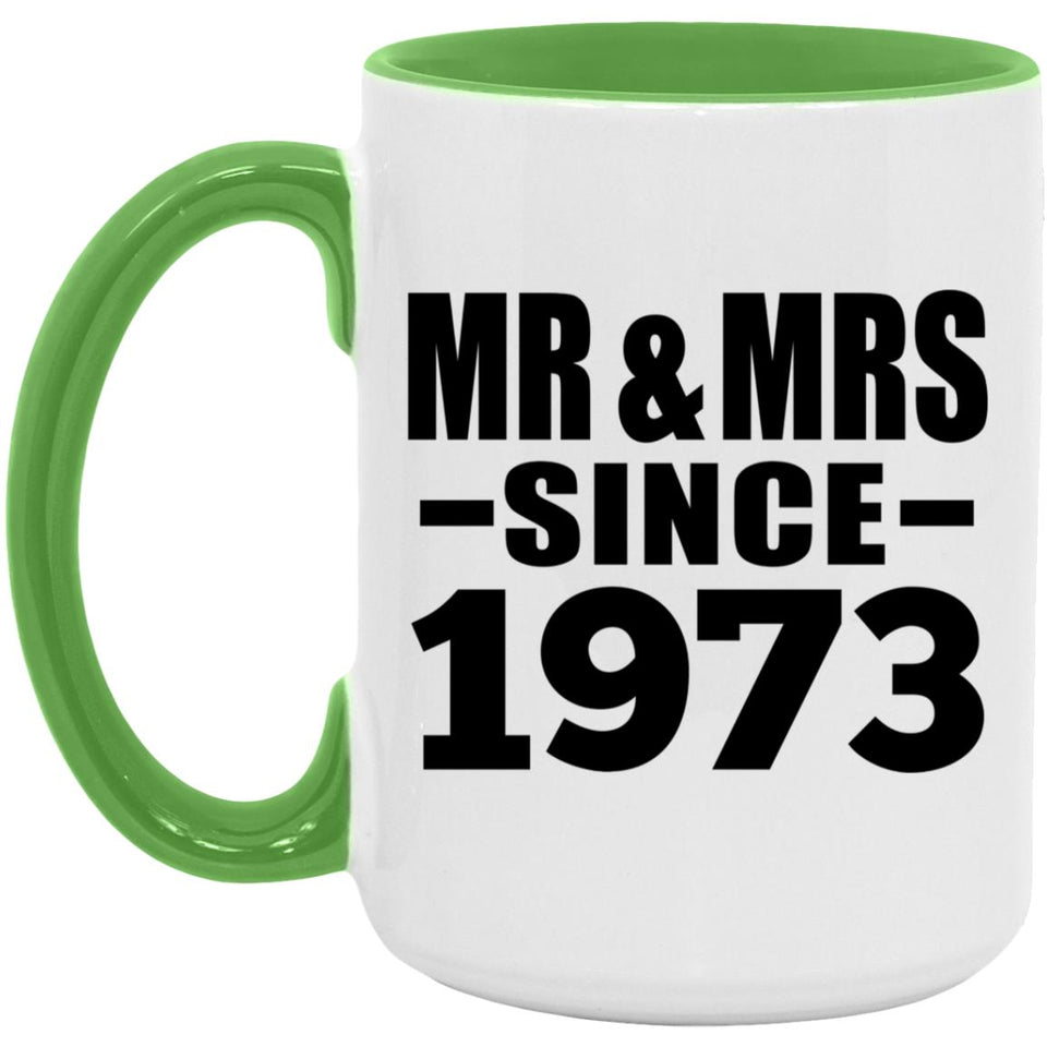 51st Anniversary Mr & Mrs Since 1973 - 15oz Accent Mug Green