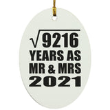 96th Anniversary Square Root of 9216 Years As Mr & Mrs 2021 - Oval Ornament