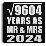 98th Anniversary Square Root of 9604 Years As Mr & Mrs 2024 - Canvas Square