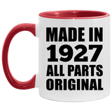 97th Birthday Made in 1927 All Parts Original - 11oz Accent Mug Red
