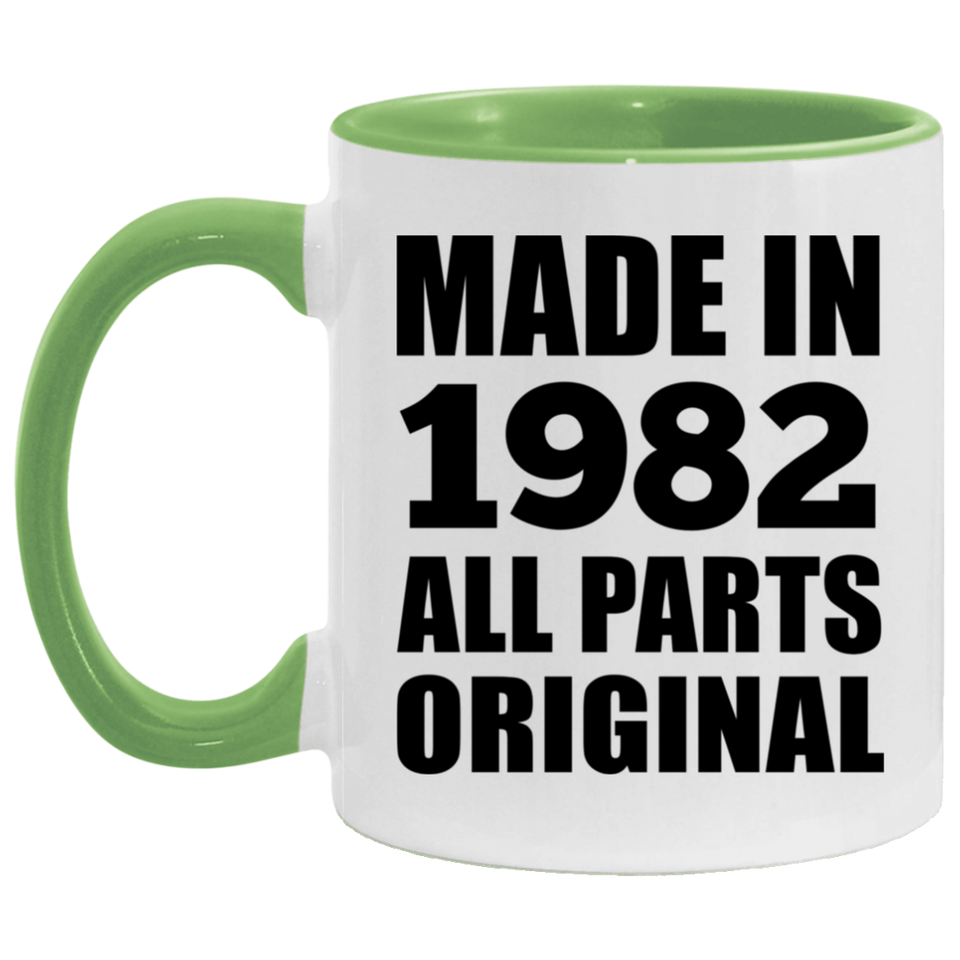 42nd Birthday Made in 1982 All Parts Original - 11oz Accent Mug Green