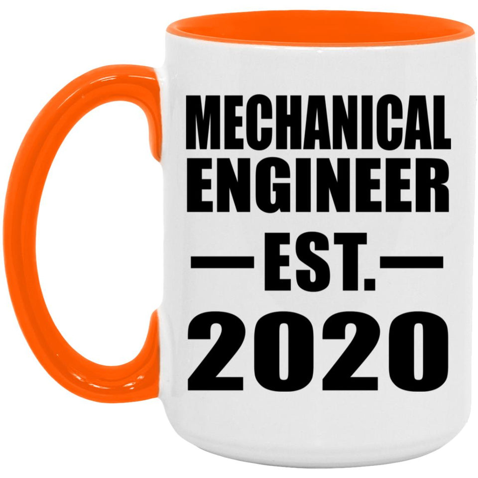 Mechanical Engineer Established EST. 2020 - 15oz Accent Mug Orange