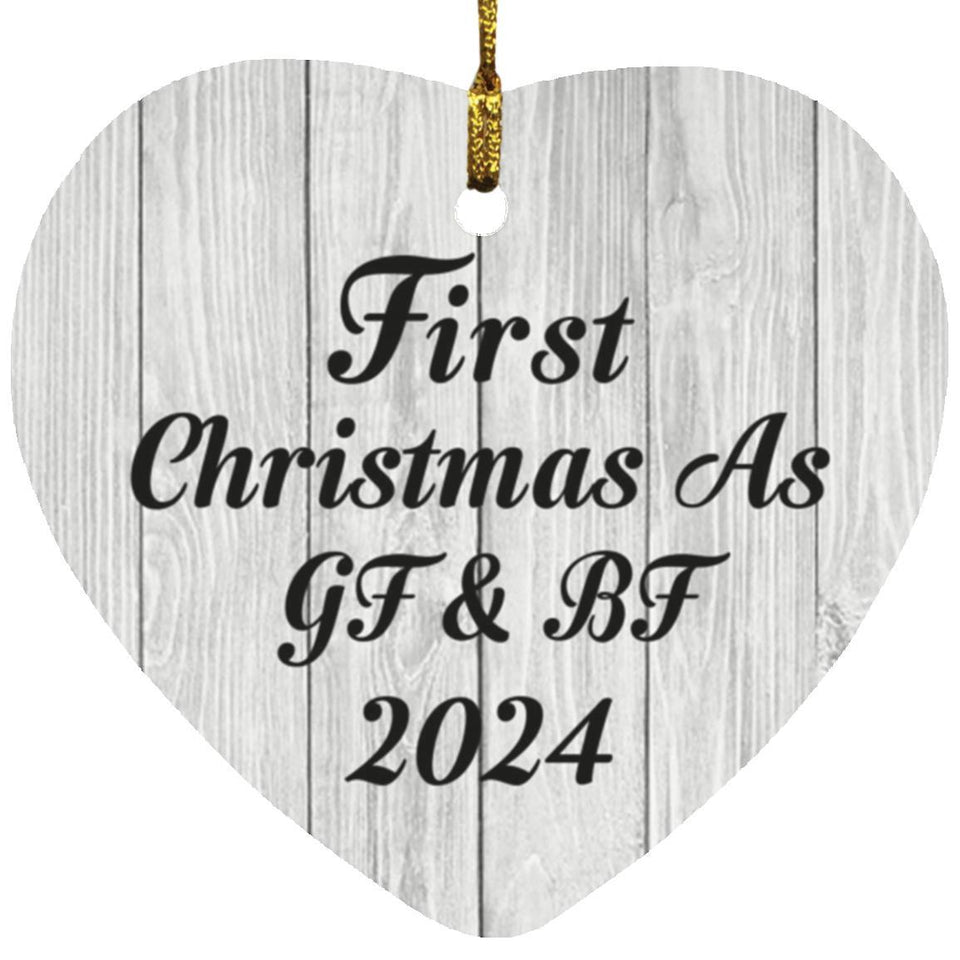 First Christmas As Gf & Bf 2024 - Heart Ornament F