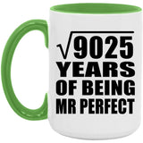 95th Anniversary Square Root of 9025 Years of Mr Perfect - 15oz Accent Mug Green