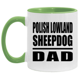 Polish Lowland Sheepdog Dad - 11oz Accent Mug Green