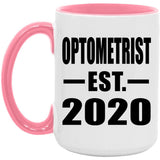 Optometrist Established EST. 2020 - 15oz Accent Mug Pink